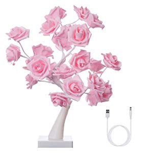 玫瑰花台灯 Finether Table Lamp Adjustable Rose Flower Desk Lamp Two Mode: USB/Battery Powered - - Amazon.com
