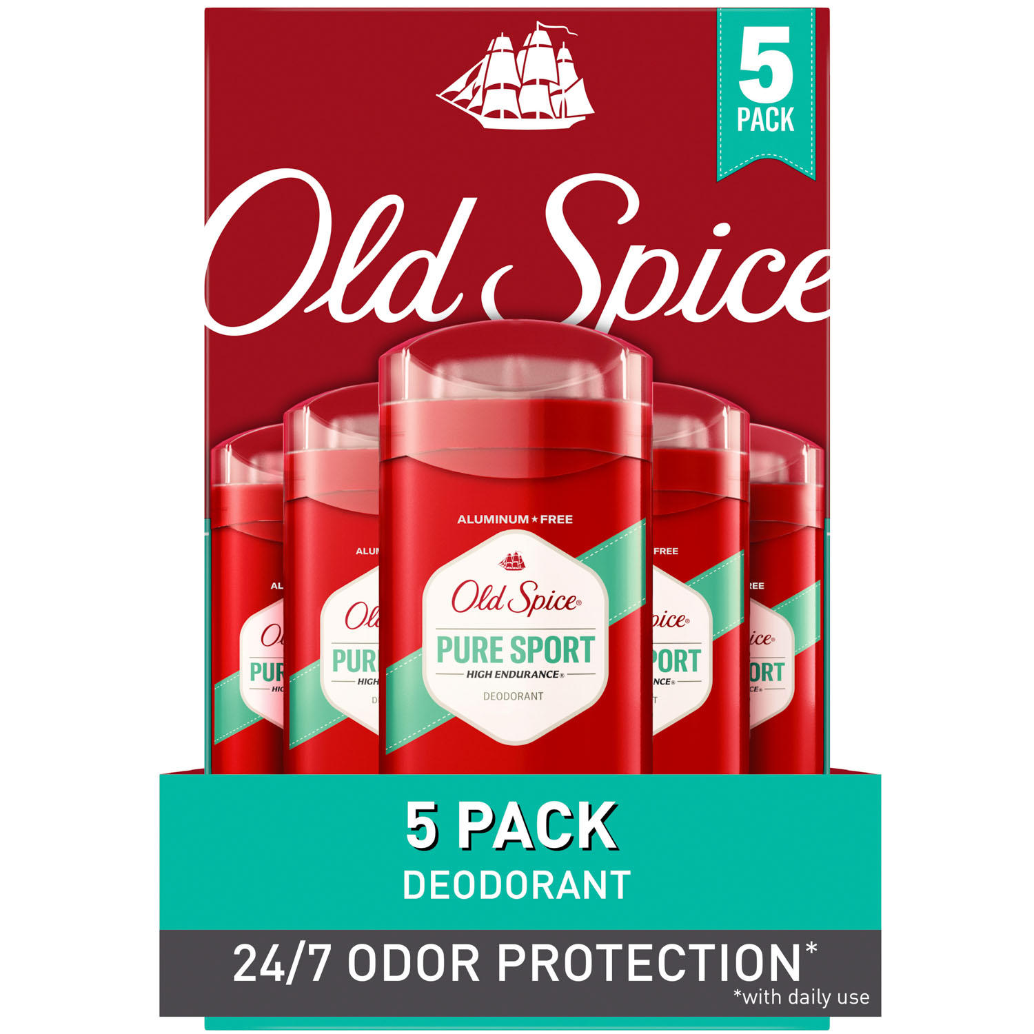 Old Spice High Endurance Deodorant, 48 Hour Protection, Pure Sport (2.4 oz., 5 pk.) - Sam's Club