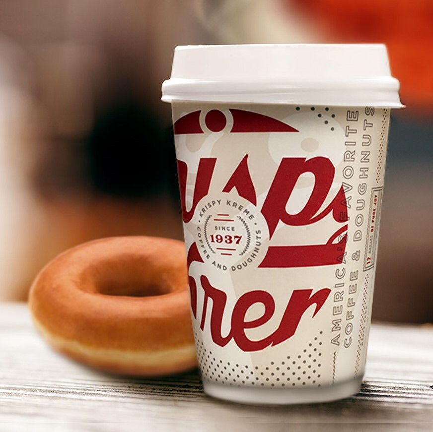 Krispy Kreme 店里可以免费获得一杯咖啡