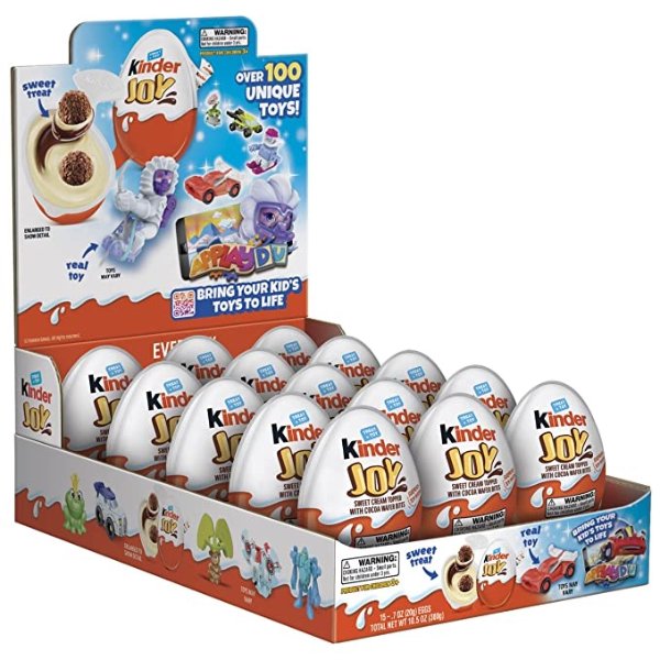 Kinder Joy Eggs, Individually Wrapped Bulk Chocolate Candy Easter Eggs with Toys Inside, Perfect Easter Basket Stuffers for Kids, 15 Count, 10.5 oz