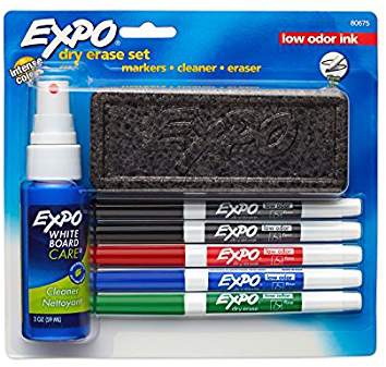 买学习用品满25减10Amazon.com : Expo 80675 EXPO Low-Odor Dry Erase Set, Fine Point, Assorted Colors, 7-Piece with Cleaner : Dry Erase Markers : Office Products
