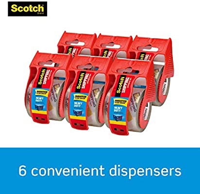 Amazon.com : Scotch Heavy Duty Shipping Packaging Tape, 6 Rolls with Dispenser, 1.88" x 22.2 yd, 1.5" Core, Great for Packing, Shipping & Moving, Clear (142-6) : Packing Tape : Office Products透明胶