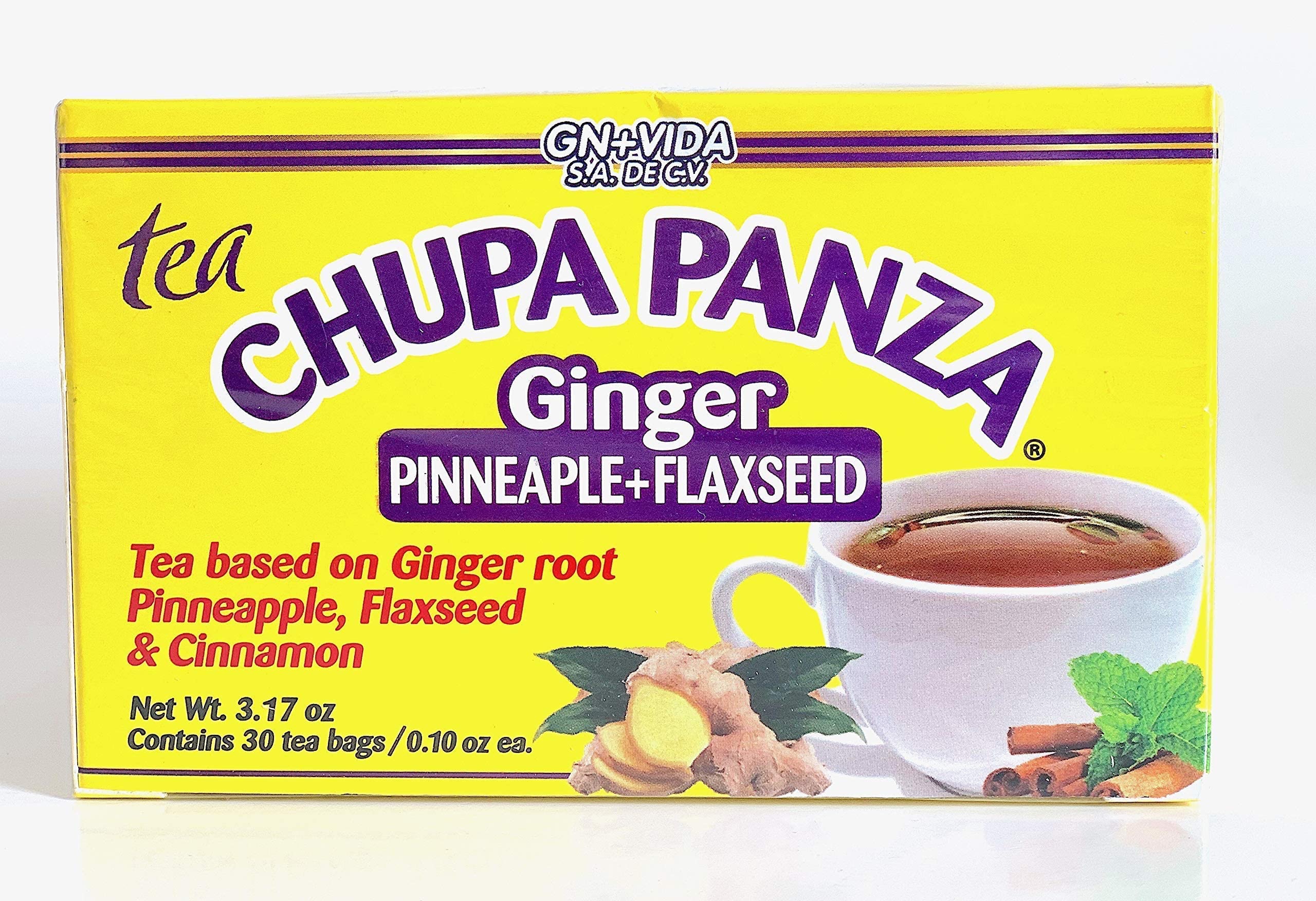 Tea CHUPA Panza, Tea Based ONGINGER Root, PINNEAPPLE, Flaxseed & Cinnamon 網紅減肥茶