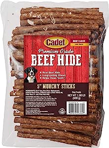 Amazon.com: Cadet Premium Grade Munchy Beef Hide Sticks Beef Flavor 5 Inch, 100 Pack