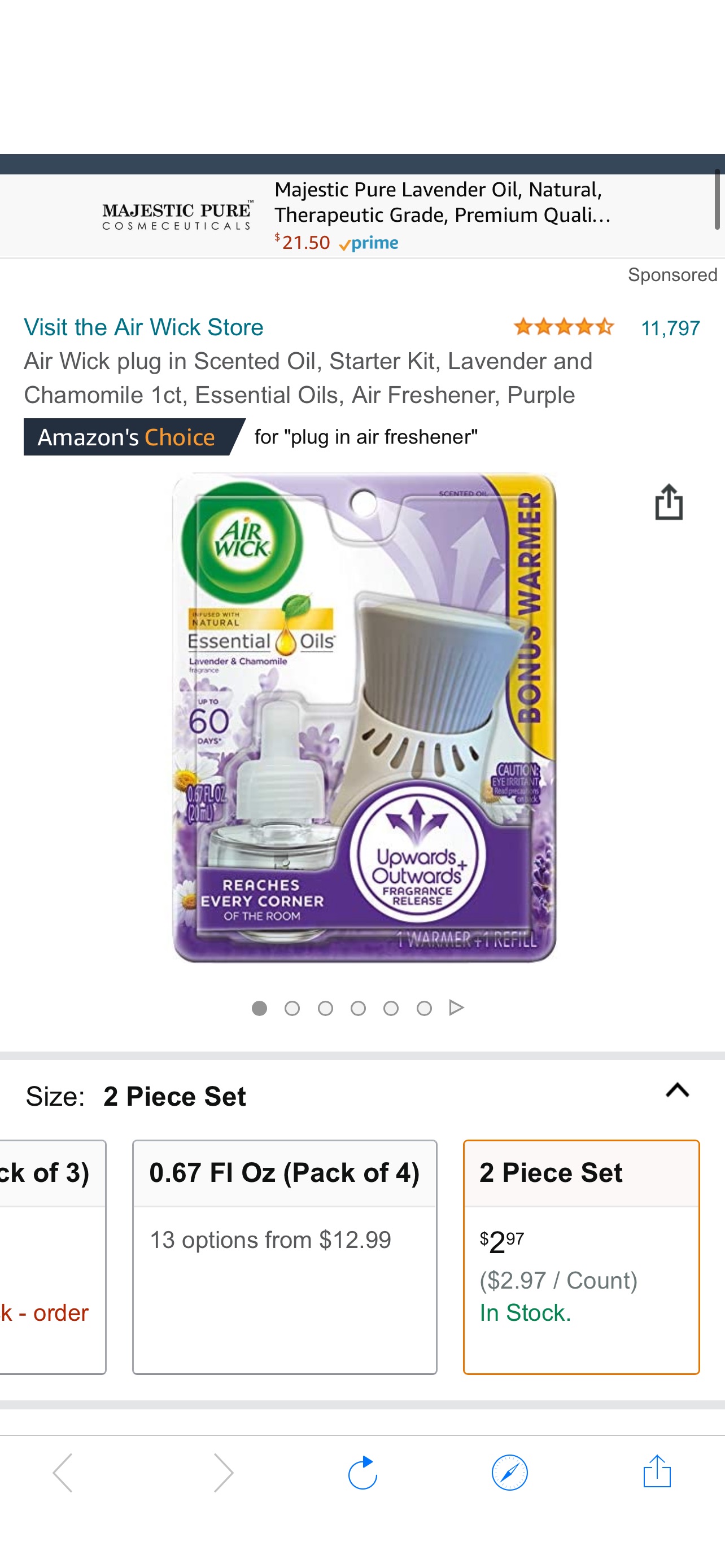 Amazon.com: Air Wick plug in Scented Oil, Starter Kit, Lavender 香薰灯薰衣草味道两只2.97