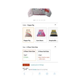 $54.97 Amazon.com: Franco Kids Bedding Super Soft Microfiber Comforter and Sheet Set, 4 Piece Twin Size, Peppa Pig : 小猪佩奇床上四件套
