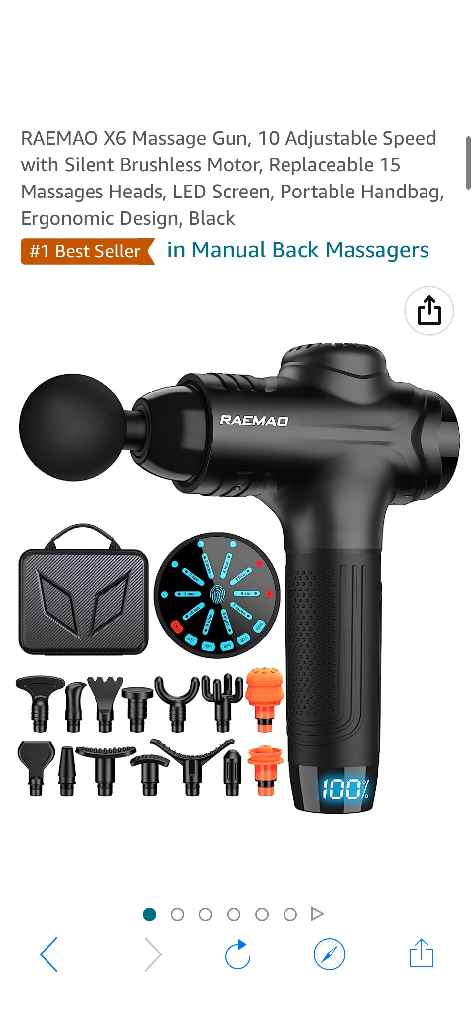 Amazon.com: RAEMAO X6 Massage Gun, 10 Adjustable Speed with Silent Brushless Motor, Replaceable 15 Massages Heads, LED Screen, Portable原价199.99