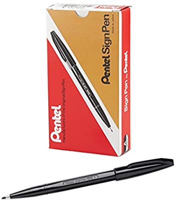 笔Amazon.com : Pentel Sign Pen, Fiber-Tipped, Black Ink (S520-A), Box of 12 : Porous Point Pens : Office Products