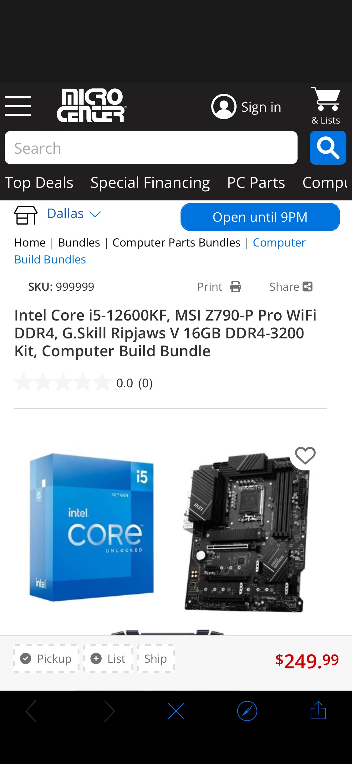 Intel Core i5-12600KF, MSI Z790-P Pro WiFi DDR4, G.Skill Ripjaws V 16GB DDR4-3200 Kit, Computer Build Bundle - Micro Center