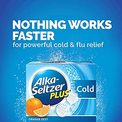 感冒药特价Alka-Seltzer Plus Day and Night Cold Medicine Effervescent Tablets with Pain Reliever/Fever Reducer, 20 Count