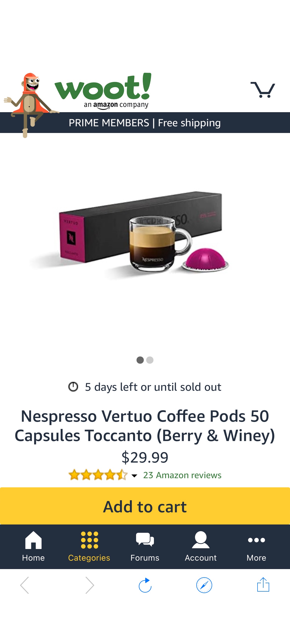 Nespresso Vertuo Coffee Pods 50 Capsules Toccanto (Berry & Winey)