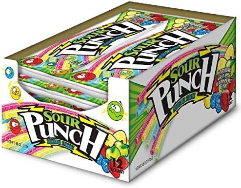 Amazon.com : Sour Punch Straws, Rainbow Flavors, 4.5oz Tray  (Pack of 12), Lemon, Apple, Strawberry & Blue Raspberry Soft and Chewy Candy : Grocery & Gourmet Food