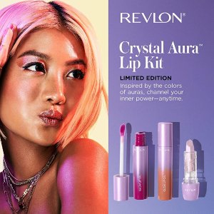 REVLON Crystal Aura Collection Lip Kit, Limited Edition Lipstick and Lip Oils, 3 Count(Pack of 1)