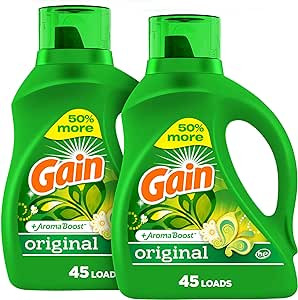 Amazon.com: Gain Laundry Detergent Liquid Soap Plus Aroma Boost, Original Scent, He Compatible, 90 Loads Total, 65 Fl Oz (Pack Of 2) : Health &amp; Household