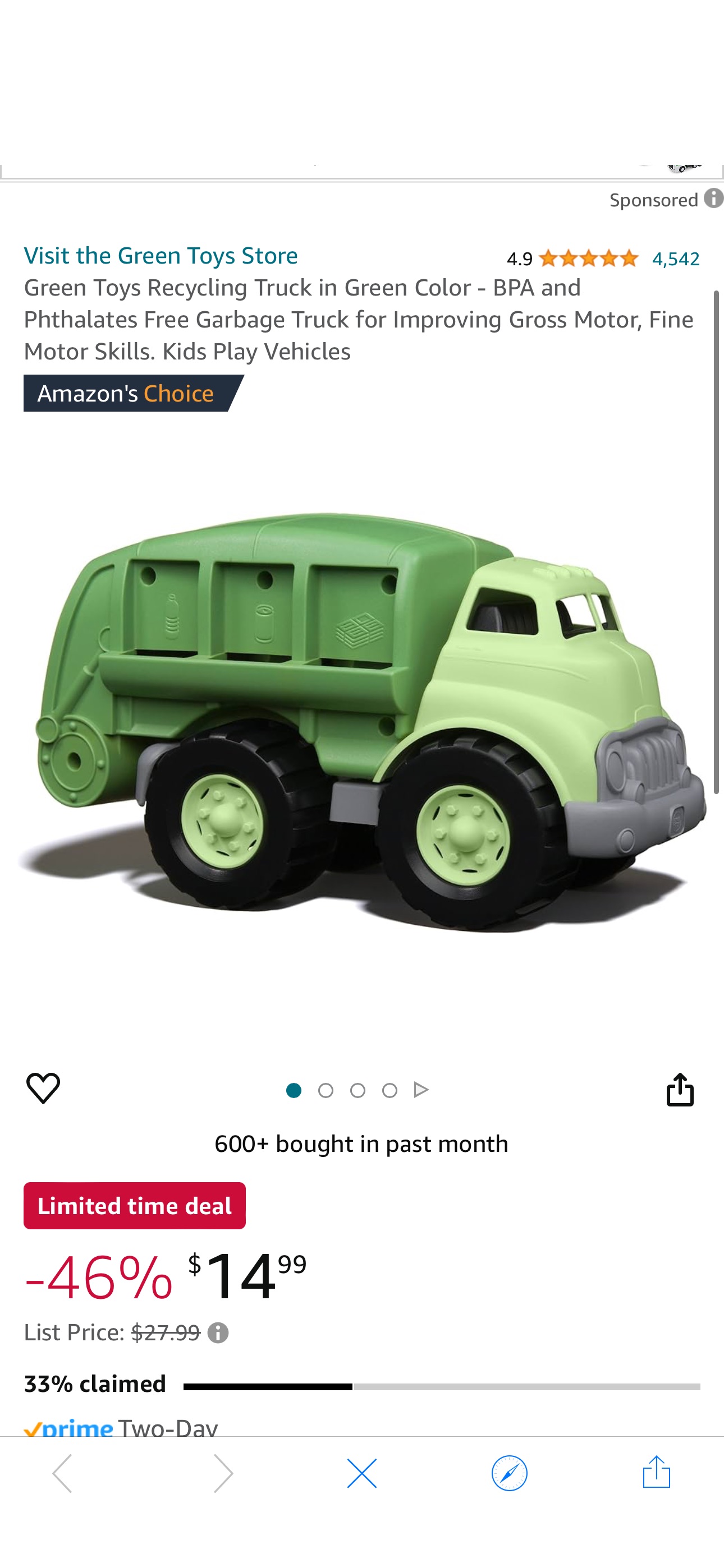 Amazon.com: Green Toys Recycling Truck in Green Color - BPA and Phthalates Free Garbage Truck for Improving Gross Motor, Fine Motor Skills. Kids Play Vehicles : Toys & Games