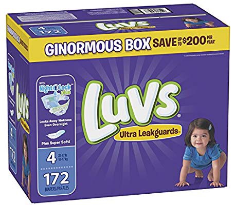 Luvs Ultra Leakguards 婴儿尿片Size 4, 172片 一个月量