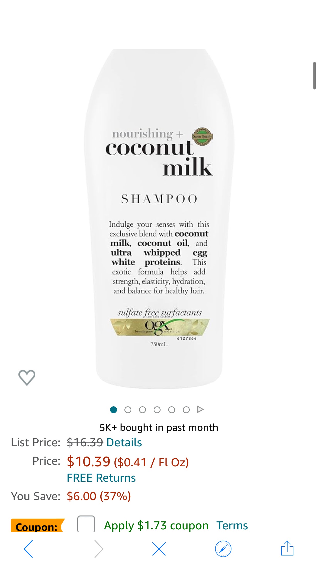 Amazon.com : OGX Nourishing Coconut Milk Shampoo for Strong, Healthy Hair - With Coconut Oil, Egg White Protein, Sulfate & Paraben-Free - 25.4 fl oz : Hair Shampoos : Beauty & Personal Care