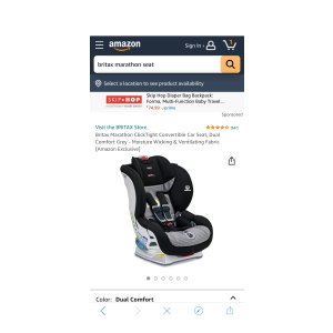 $239.99 Amazon.com: Britax Marathon ClickTight Convertible Car Seat, Dual Comfort Grey britax 儿童安全座椅