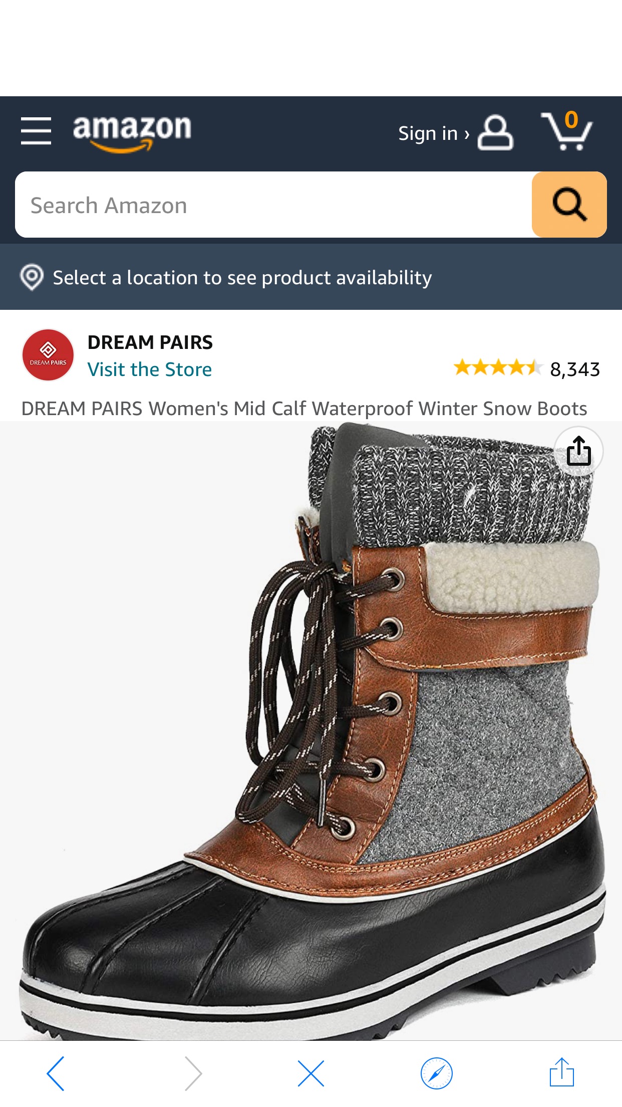 Amazon.com | DREAM PAIRS Women's Monte_01 Black Grey Mid Calf Waterproof 鞋子Winter Snow Boots Size 8 M US | Snow Boots