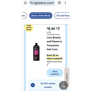 $1 Tresemme 28oz 洗发水/护发素