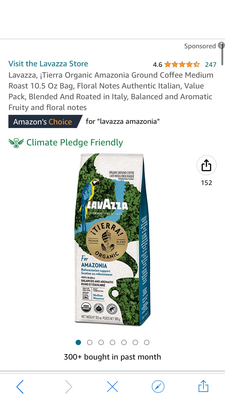 Lavazza, ¡Tierra Organic Amazonia Ground Coffee Medium Roast 10.5 Oz Bag, Floral Notes Authentic Italian, Value Pack, Blended And Roated in Italy, Balanced and Aromatic Fruity and floral notes :咖啡豆