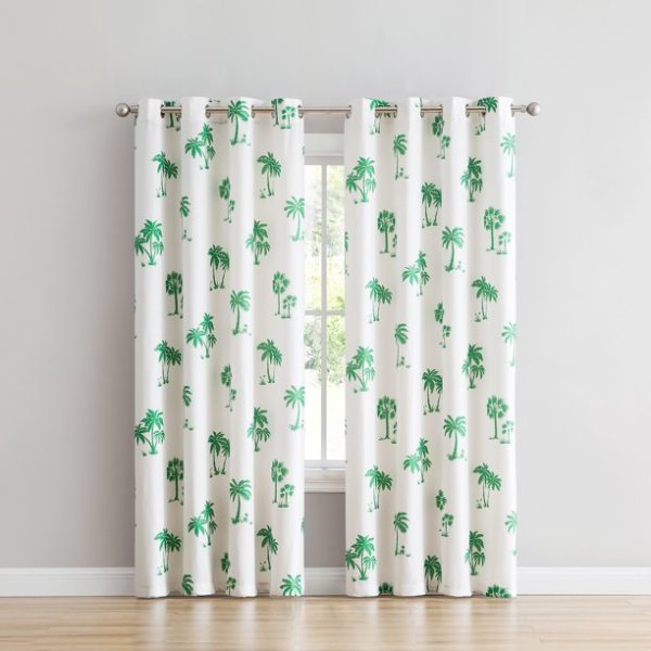 Palm Tree Printed Grommet Curtain Panel