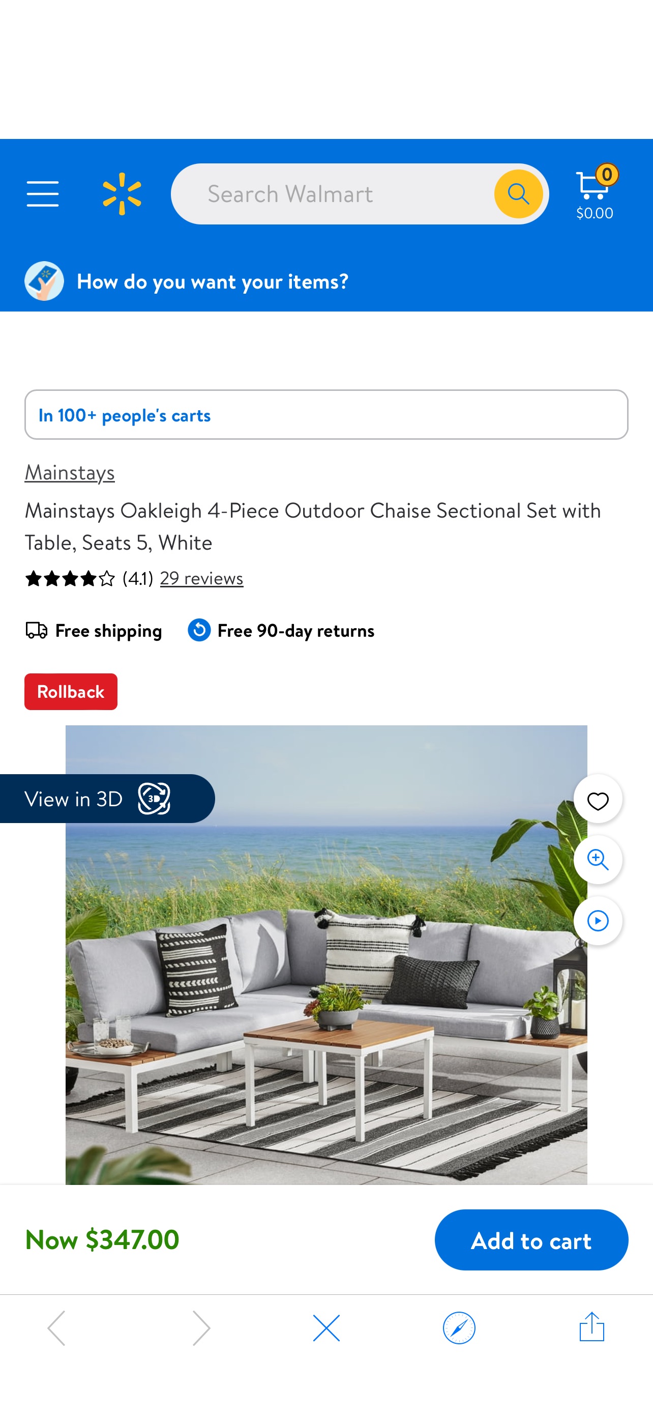 Mainstays Oakleigh 4-Piece Outdoor Chaise Sectional Set with Table, Seats 5, White - Walmart.com