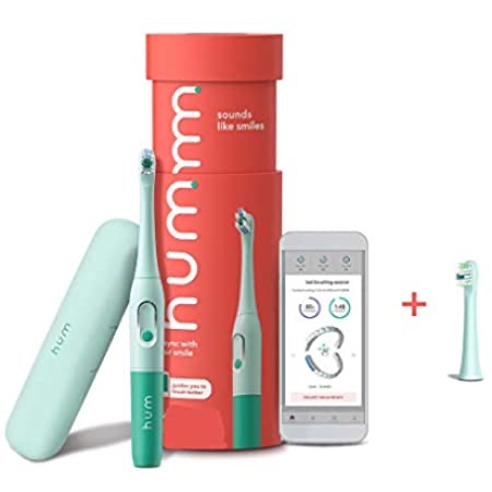 Amazon.com: hum by 电动牙刷Colgate Smart Electric Toothbrush Kit, Rechargeable Sonic Toothbrush with Travel Case and Replacement Head, Teal: Beauty