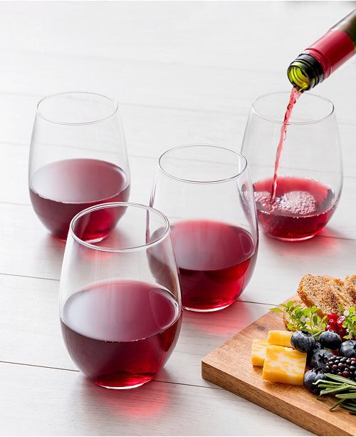 红酒玻璃杯套装4个 Luminarc Cachet 17oz Stemless Wine Set of 4 & Reviews - Glassware & Drinkware - Dining - Macy's