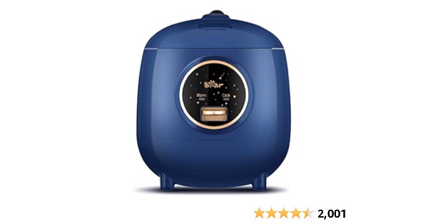 Bear Mini Rice Cooker 2 Cups Uncooked, 1.2L Portable Non-Stick Small Travel Rice Cooker, BPA Free, One Button to Cook and Keep Warm Function, Blue