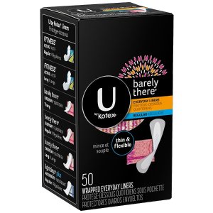 U by Kotex  Barely There Pantiliners Unscented, Thin 50ea