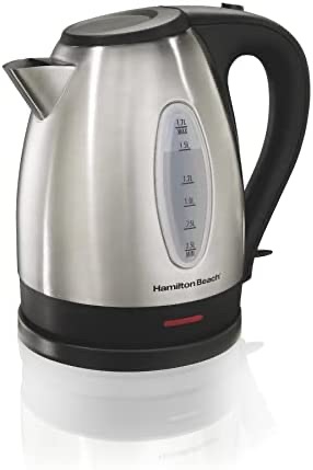 Amazon.com: Hamilton Beach 电热水壶Electric Tea Kettle, Water Boiler & Heater, 1.7 L, Cordless, Auto-Shutoff and Boil-Dry Protection, Stainless Steel (40880): Home & Kitchen