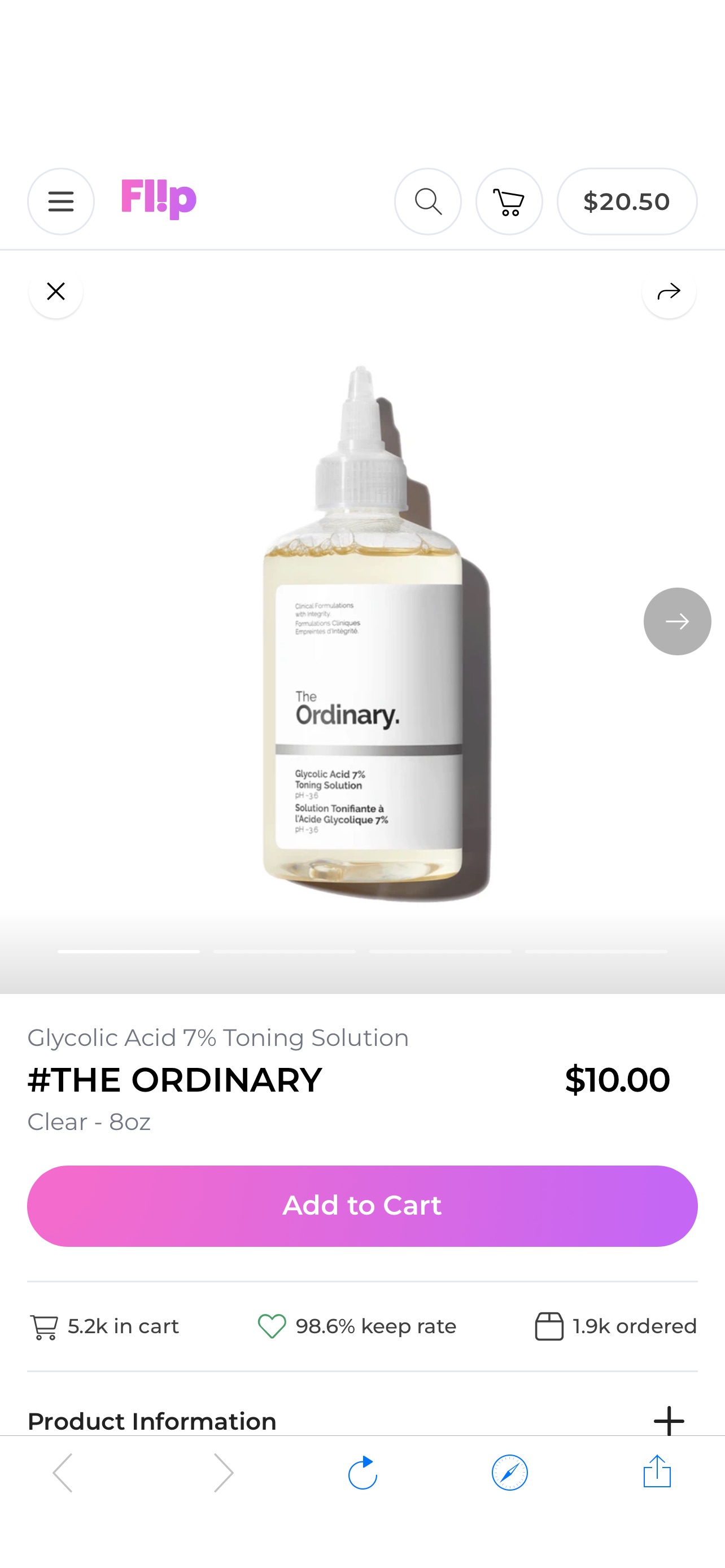 The Ordinary Glycolic Acid 7% Toning Solution: Clear | Flip Social