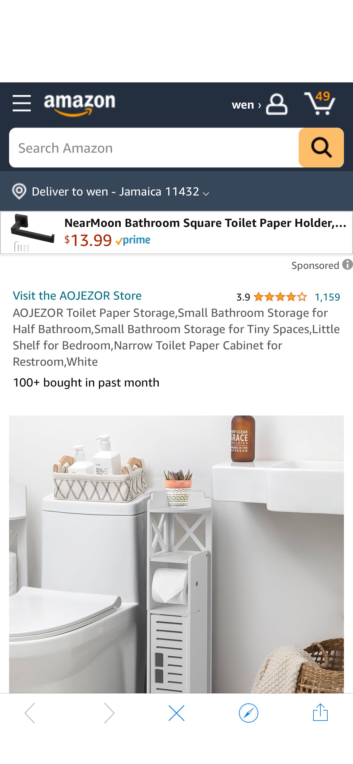 Amazon.com: AOJEZOR Toilet Paper Storage,Small Bathroom Storage for Half Bathroom,Small Bathroom Storage for Tiny Spaces,Little Shelf for Bedroom,Narrow Toilet Paper Cabinet for Restroom,White : Home 