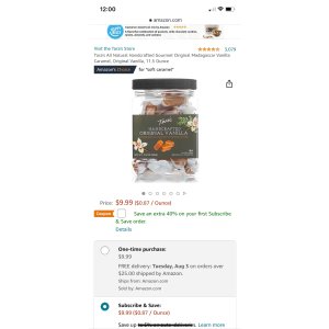 $5.9 Amazon.com : Tara s 纯天然手工制作香草味焦糖