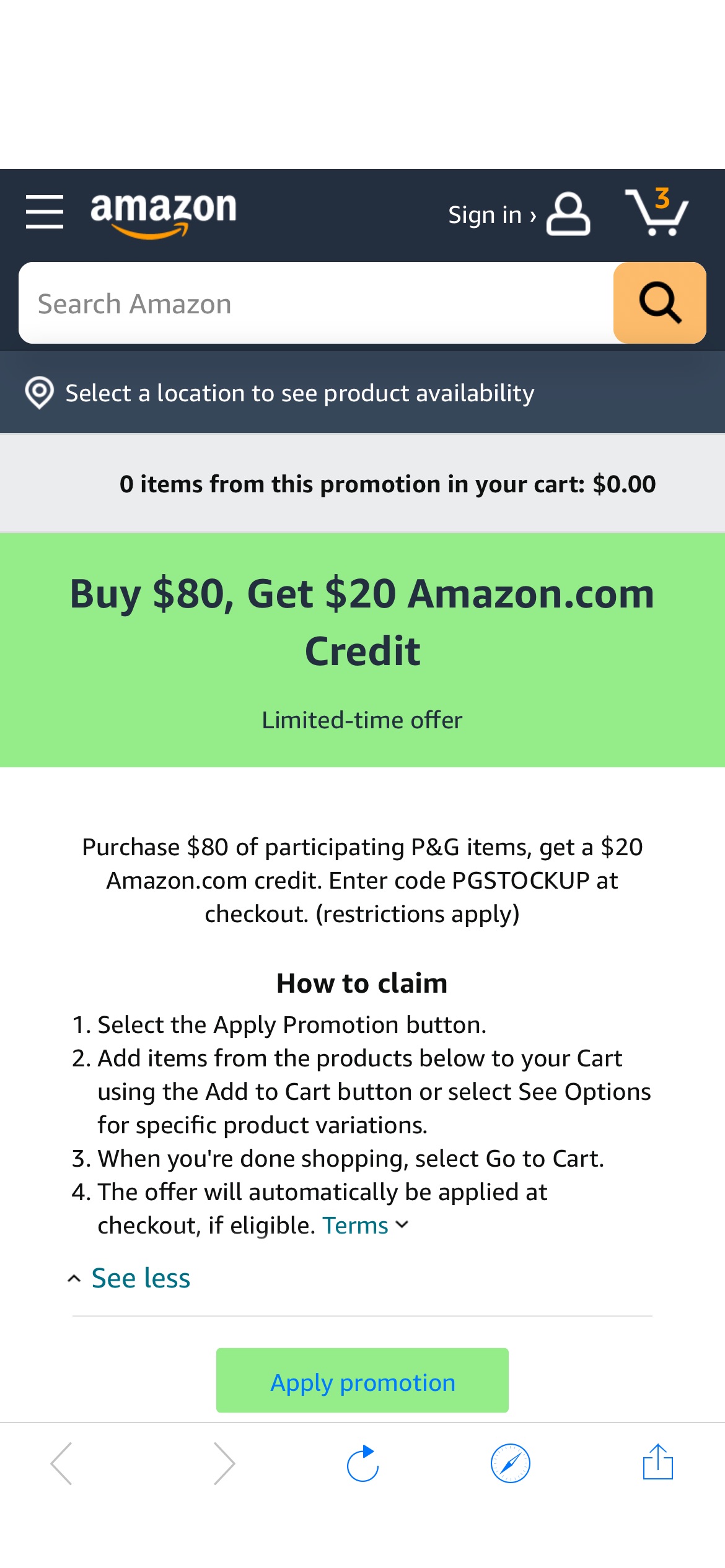 Amazon.com: Buy $80, Get $20 Amazon.com Credit promotion