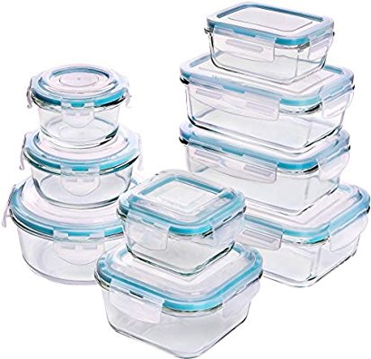 Amazon.com: Utopia Kitchen [18-Pieces] Glass Food Storage Containers with Lids - Glass Meal Prep Containers with Transparent Lids BPA Free and FDA Approved 玻璃食品保鲜盒9件套
