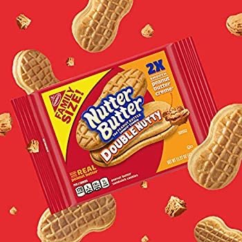 NABISCO NUTTER BUTTER - DOUBLE NUTTY PEANUT BUTTER SANDWICH COOKIES, FAMILY SIZE, 15.27 OZ