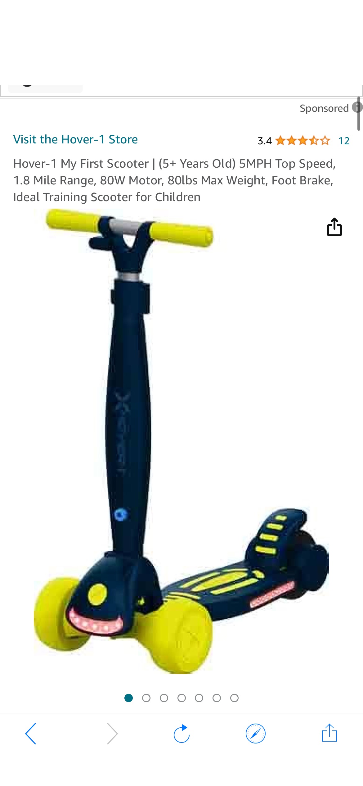 Amazon.com : Hover-1 My First Scooter | (5+ Years Old) 5MPH Top Speed, 1.8 Mile Range, 80W Motor, 80lbs Max Weight, Foot Brake, Ideal Training Scooter for Children, Cert. & Tested, Mint : Sports & Out