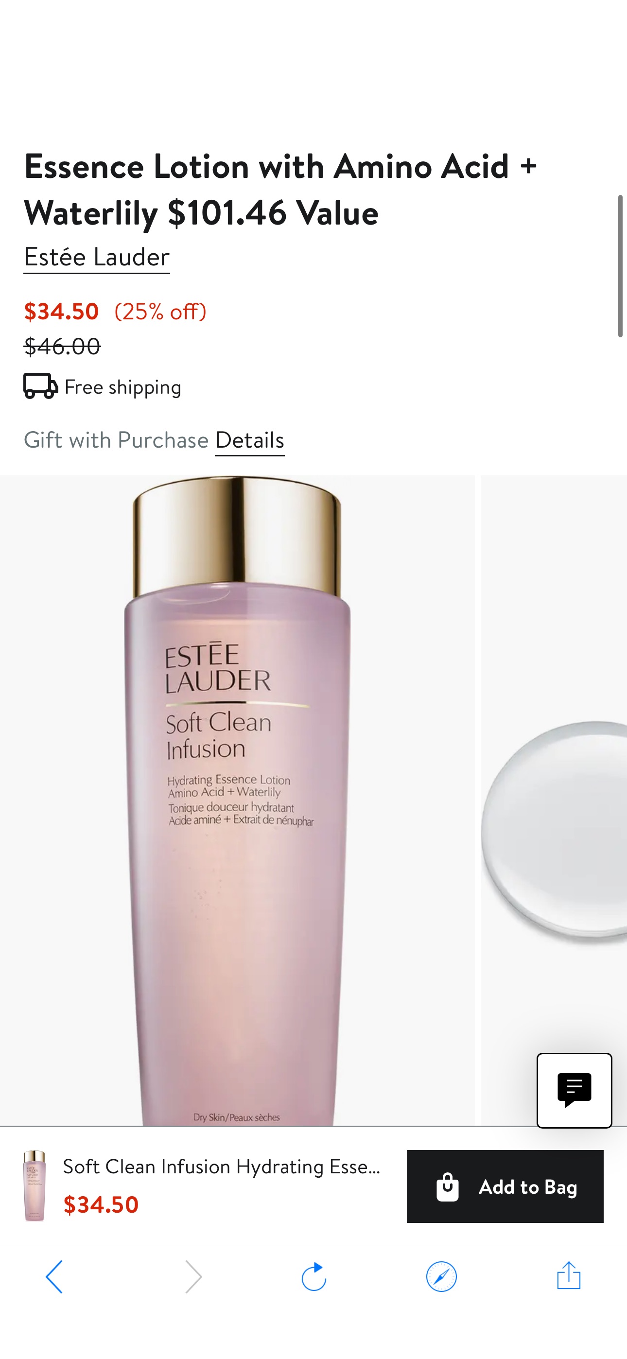 Estée Lauder Soft Clean Infusion Hydrating Essence Lotion with Amino Acid + Waterlily $101.46 Value | Nordstrom