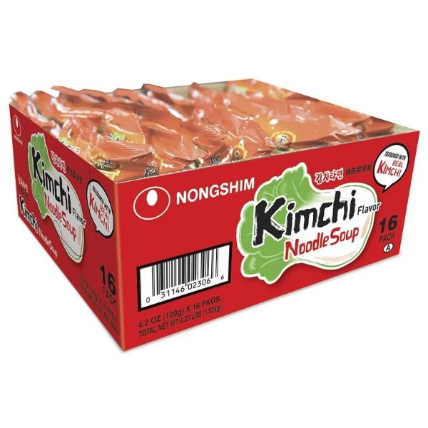 Kimchi Spicy Red Chili Ramyun Ramen Noodle Soup Pack, 4.2oz X 16 Count
