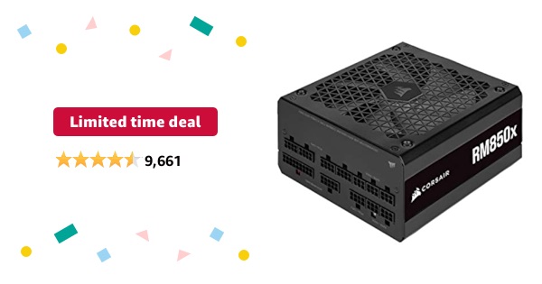 Limited-time deal: Corsair RM850x (2021) Fully Modular ATX Power Supply - 80 PLUS Gold - Low-Noise Fan - Zero RPM - Black