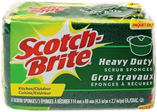 Amazon.com: Scotch-Brite MMMHD3 Heavy Duty Scrub Sponge, Yellow & Green, 3 Per Pack: Industrial & Scientific海绵