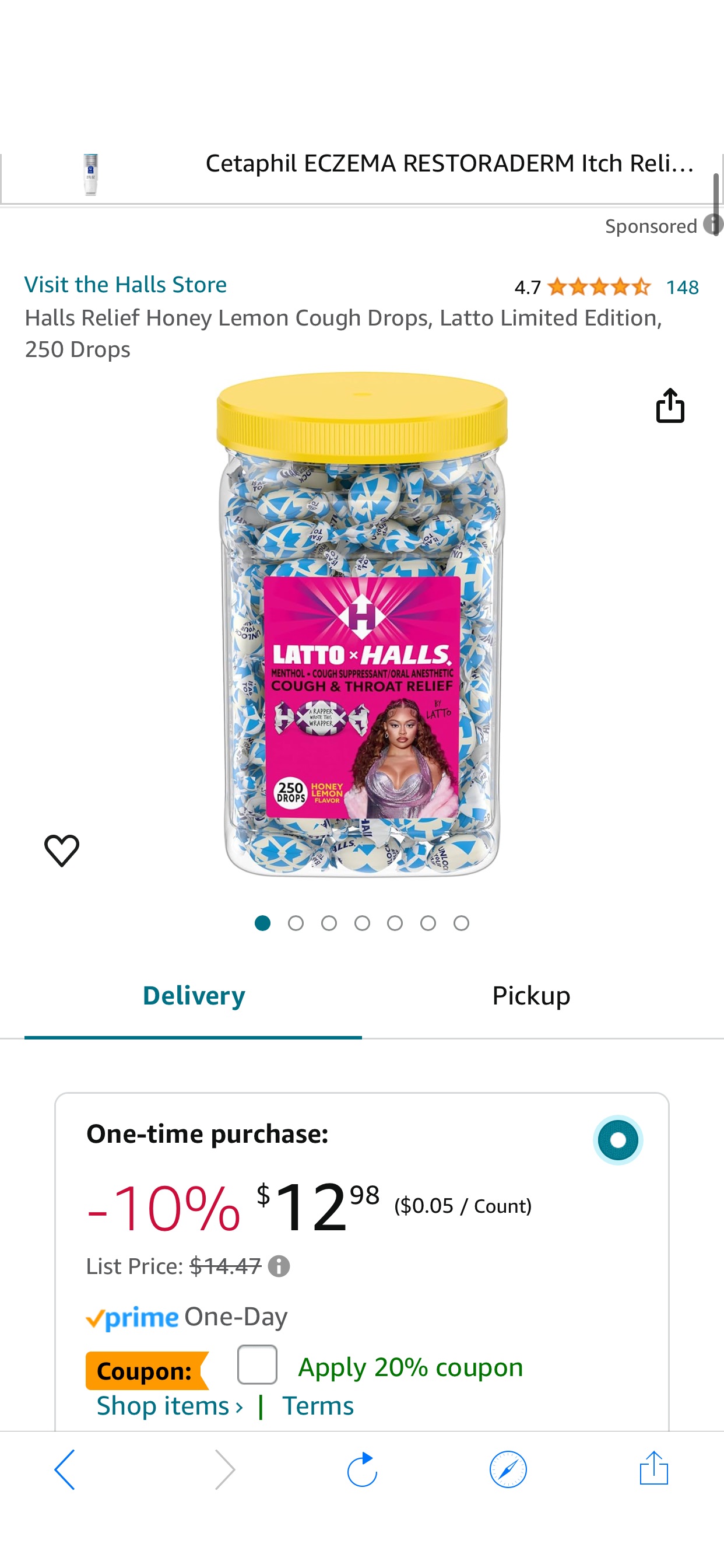 Amazon.com: Halls Relief Honey Lemon Cough Drops, Latto Limited Edition, 250 Drops : Health & Household 喉糖250粒