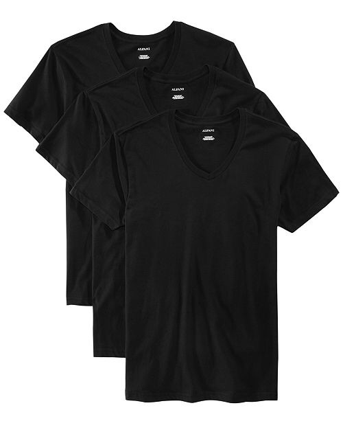 Alfani Men's 3-Pk. Cotton V-Neck Undershirts, Created for Macy's - Underwear & Undershirts - Men - Macy's Alfani男士打底T恤 3件套 黑色