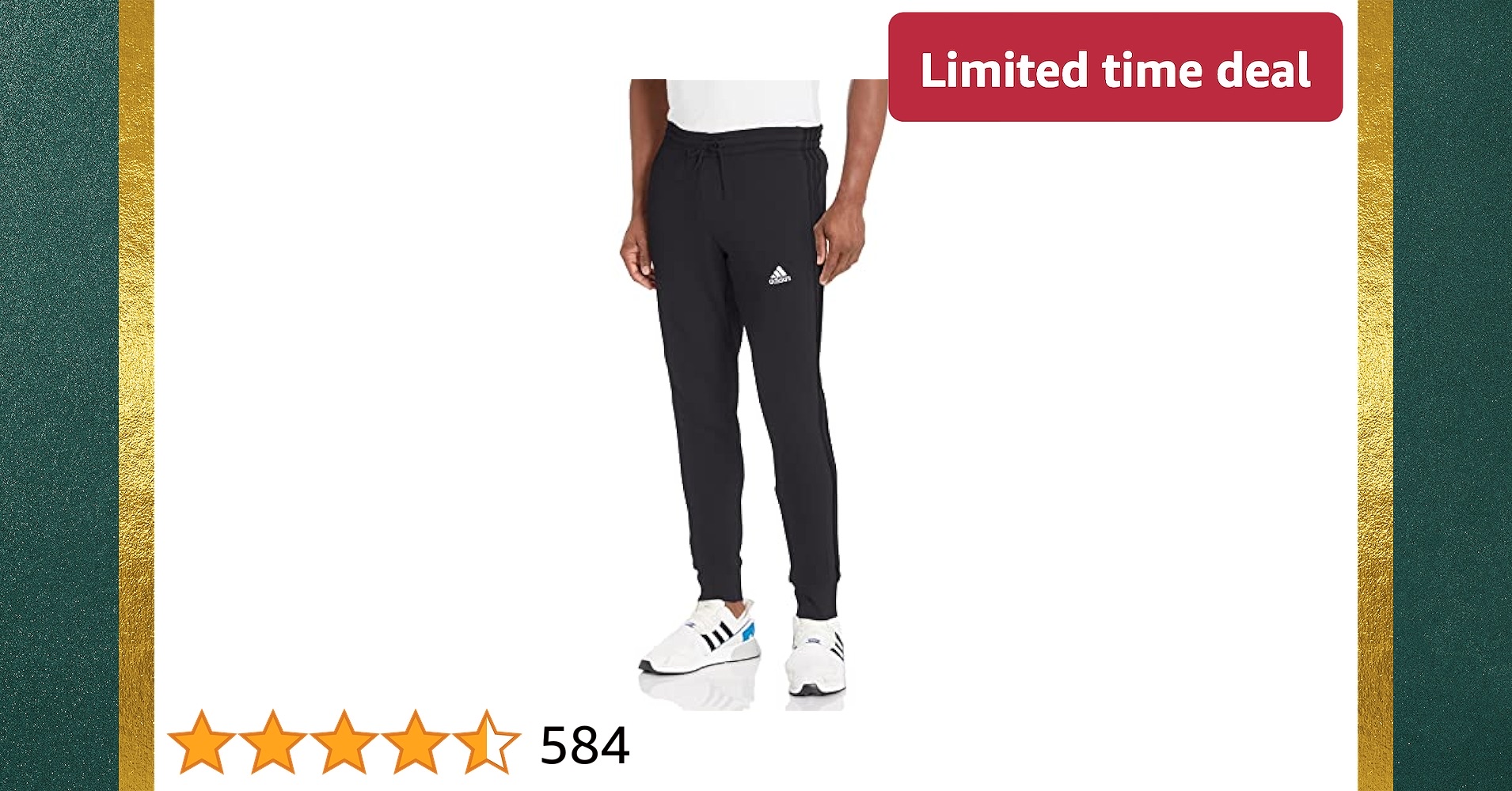 Limited-time deal: adidas Men's Essentials French Terry Cuffed 3-Stripes Pants
