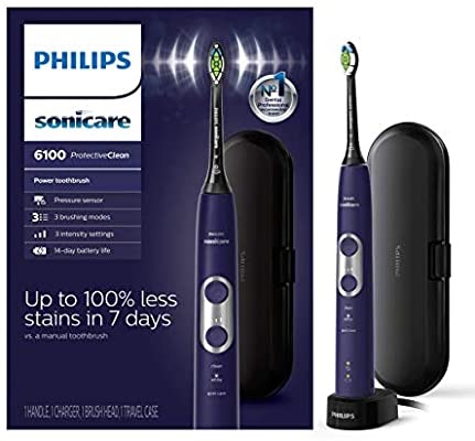 Amazon.com: Philips Sonicare ProtectiveClean 6100 Rechargeable Electric Toothbrush, Deep Purple, HX6471/03: Beauty Philips Sonicare 6100 美白电动牙刷，