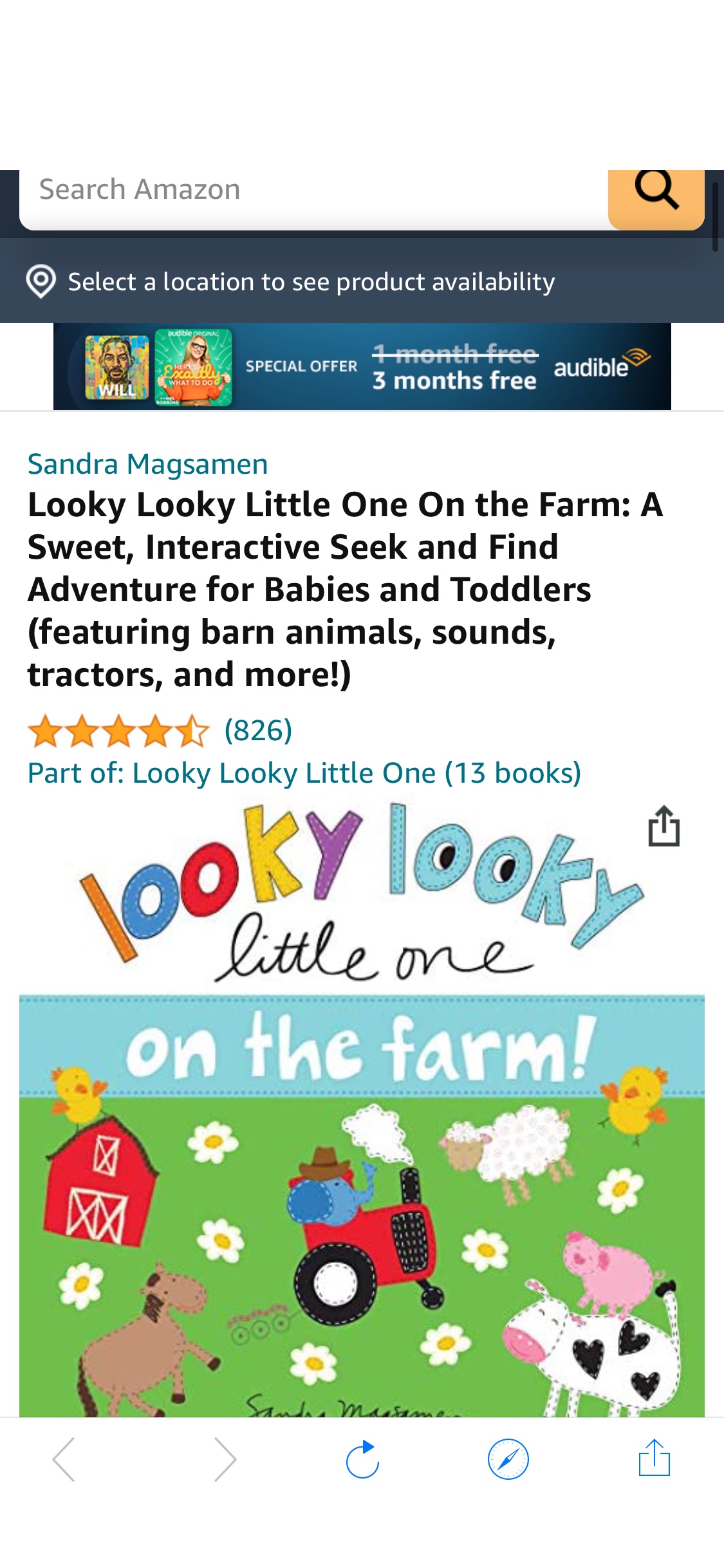 Looky Looky Little One On the Farm: A Sweet, Interactive Seek and Find Adventure for Babies and Toddlers (featuring barn animals, sounds, tractorSandra: 9781728214092书: Amazon.com: Books
