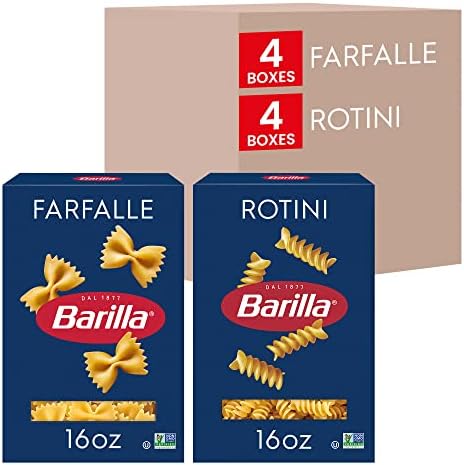Amazon.com : BARILLA Pasta Variety Pack, Farfalle &amp; Rotini, 16 oz Boxes (8 Pack) - 8 Servings/Box, Made in Italy with Durum Wheat : Grocery &amp; Gourmet Food