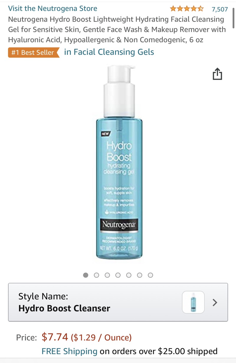 Amazon.com: Neutrogena Hydro Boost Lightweight Hydrating Facial Cleansing Gel for Sensitive Skin, Gentle Face Wash & Makeup 洁面用品S&S订阅省$1.75